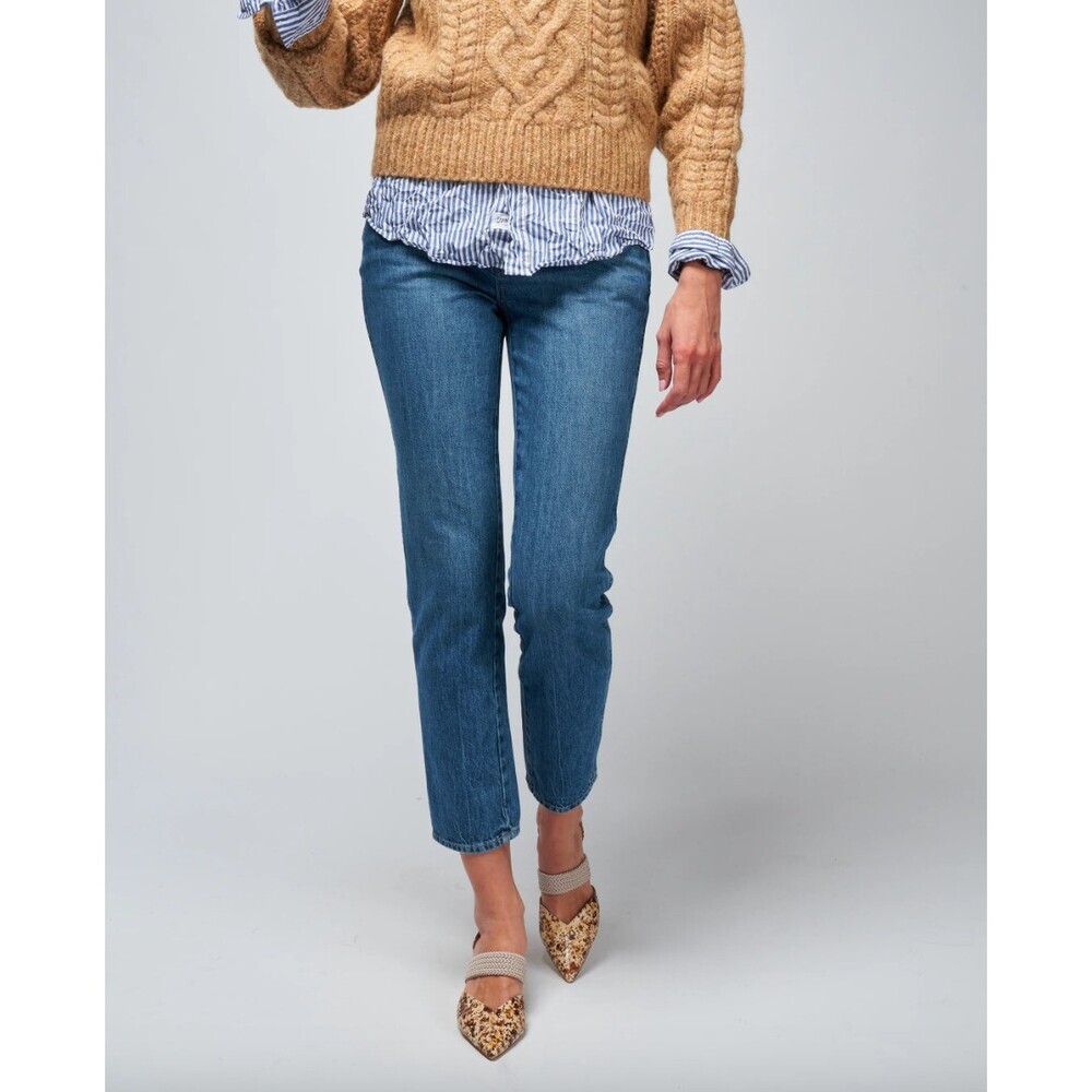Amo Harriet Mid Rise Slim Straight Jeans in Apple Pie Medium Wash Size 29
